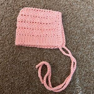 Pink Crochet Baby Bonnet